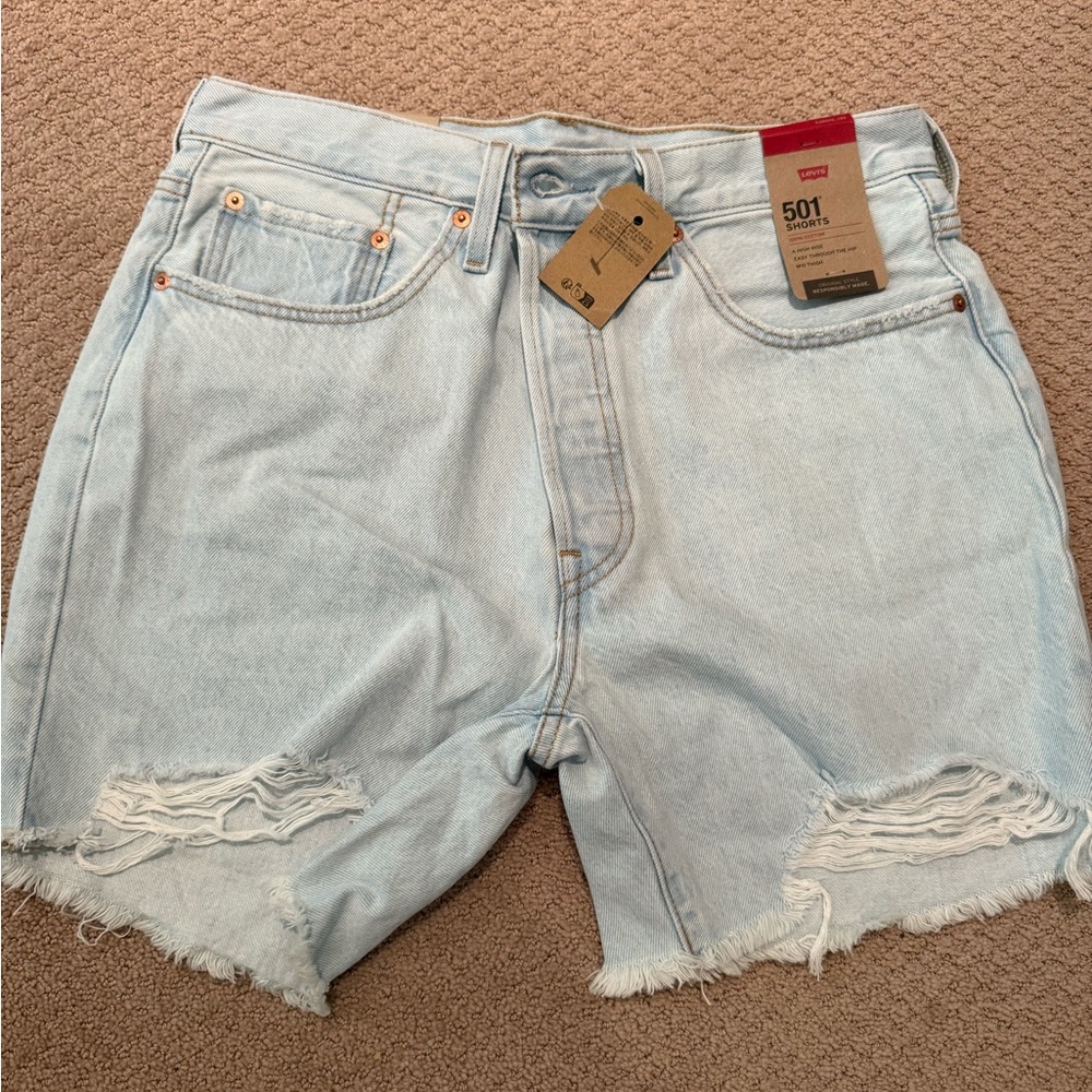Levi's Sky Blue 501 Cotton Shorts